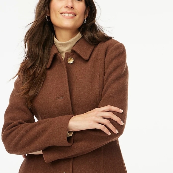 NWOT J.Crew Wool-blend Lady Day Coat Brown Size 00 - Picture 2 of 8